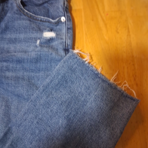 Everlane Way High Distressed Blue Jeans Size 27 Regular - Picture 5 of 8